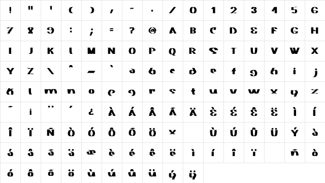 Akasic Medium Character Map