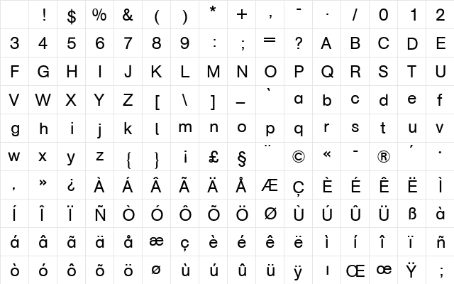 AG Schulbuch Two BQ Regular Character Map AG Schulbuch Two BQ Regular Character Map