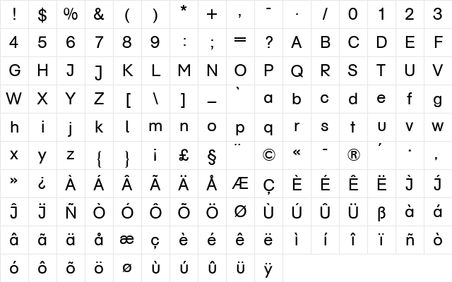 AG Schulbuch BQ Regular Character Map