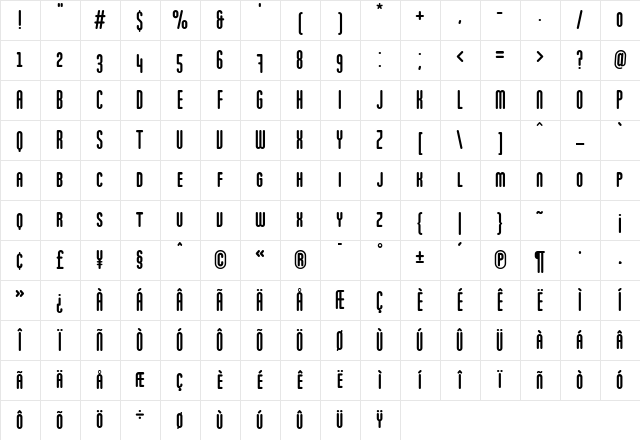 MartenCaps Regular Character Map