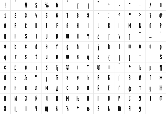 MartenCyr Medium Character Map