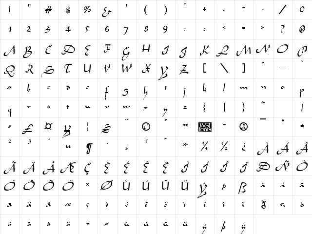 Aladdin Regular Character Map Aladdin Regular Character Map
