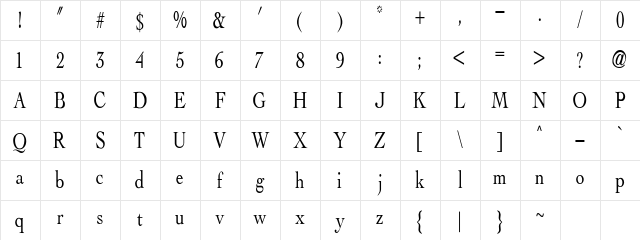Albatross Regular Character Map