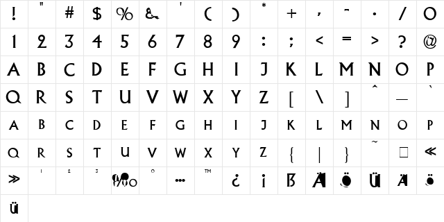 Alberta Normal Character Map Alberta Normal Character Map