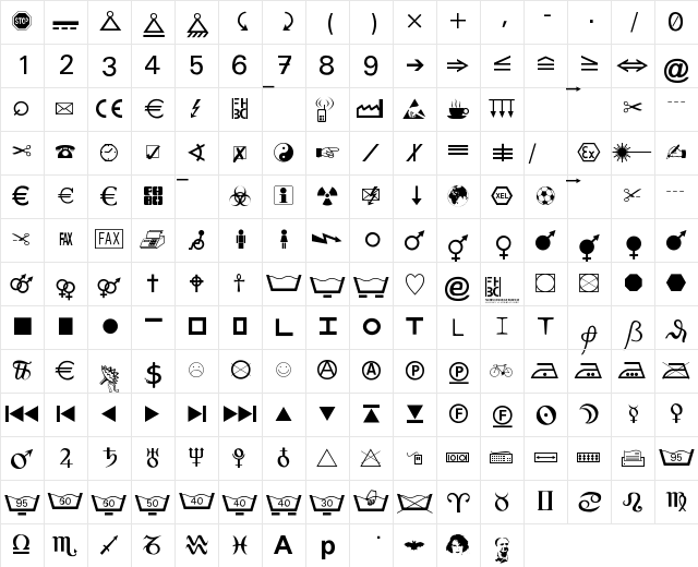Martin Vogel's Symbols Regular Character Map Martin Vogel's Symbols Regular Character Map