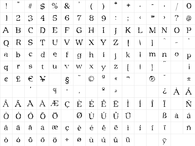 MartinBeckerRandom-Light Regular Character Map MartinBeckerRandom-Light Regular Character Map