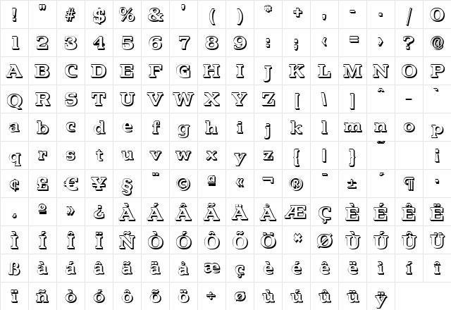 MartinBeckerShadow Bold Character Map