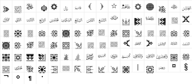 AlFars 16 Islamic Symbols Regular Character Map