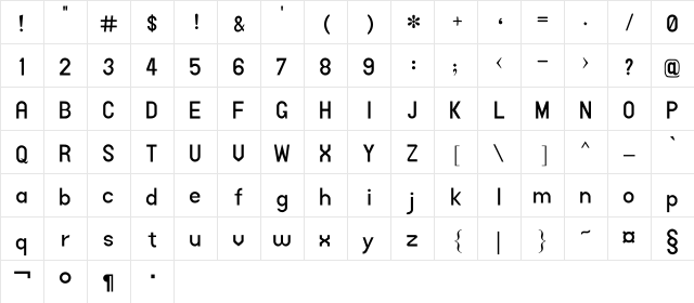 AlFars 7 Kodak Bold Regular Character Map