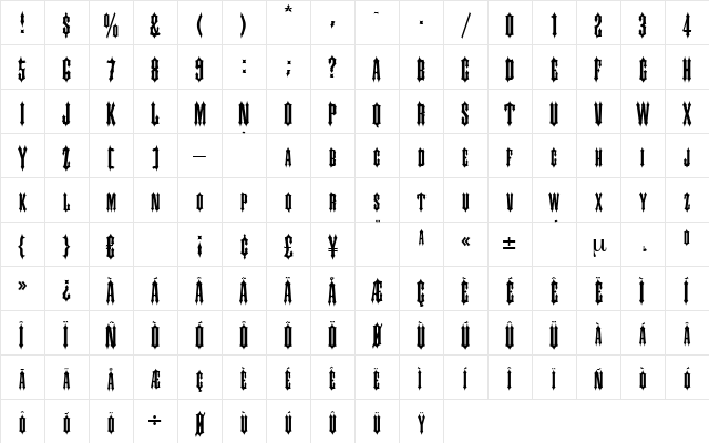 Alhambra Regular Character Map