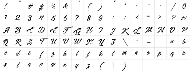 Alisandra Demo Regular Character Map