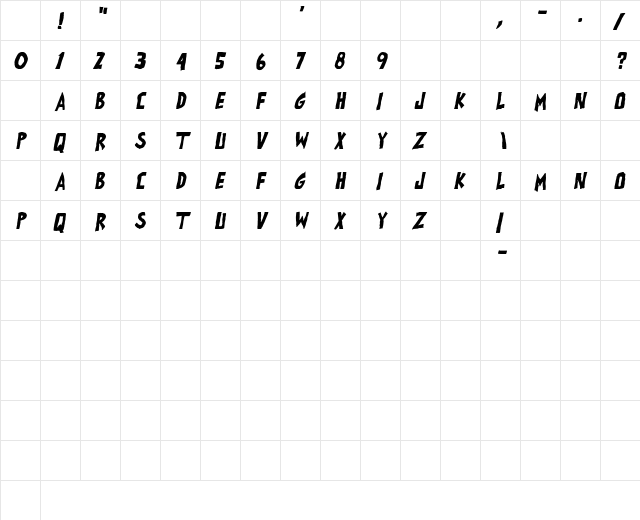 all exes must die! Bold Italic Character Map all exes must die! Bold Italic Character Map
