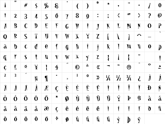 Alleycat Bop ICG Bold Character Map Alleycat Bop ICG Bold Character Map