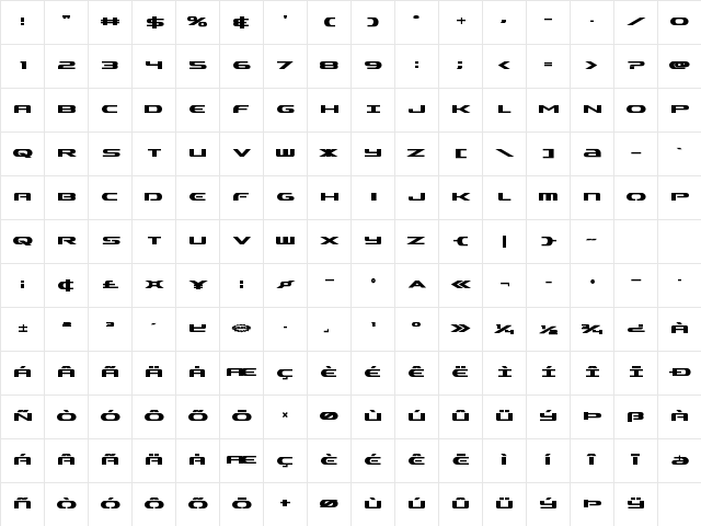 Alpha Men Bold Bold Character Map