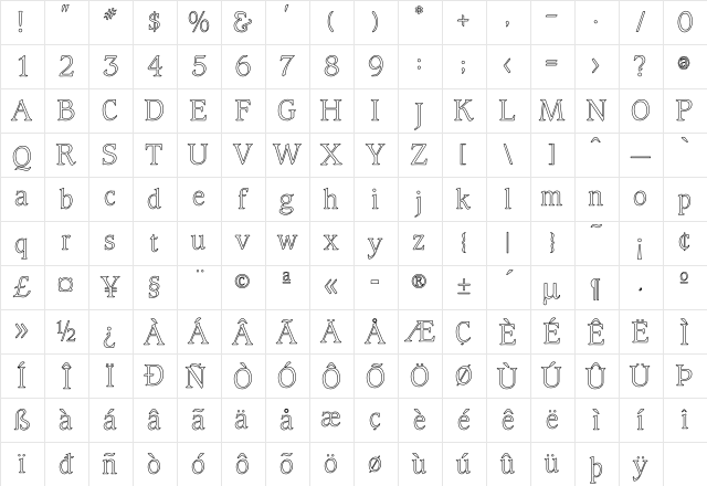 Alpine Ho Regular Character Map