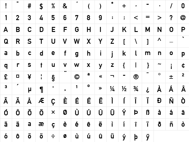 Alte DIN 1451 Mittelschrift gepraegt Regular Character Map