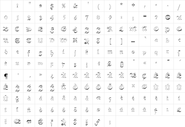 Alte Schwabacher D Ou1 Regular Character Map Alte Schwabacher D Ou1 Regular Character Map