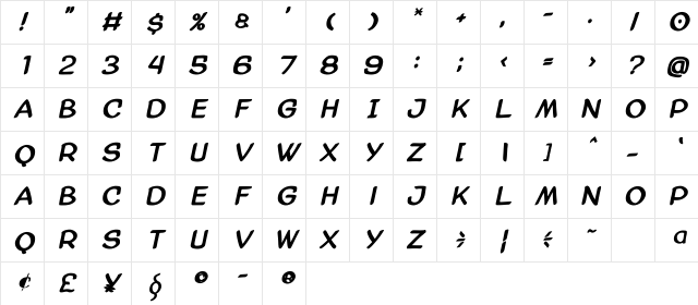AmazGoDaBold Regular Character Map