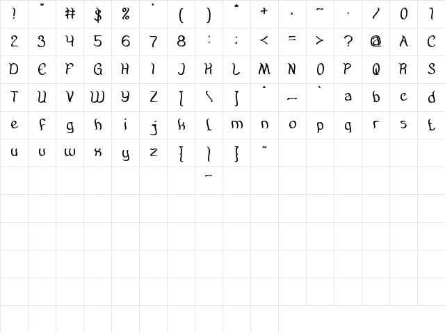 Amazing Symphony Bold Character Map