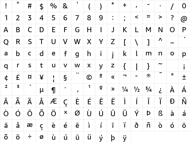 Amazon Ember Display Regular Character Map Amazon Ember Display Regular Character Map