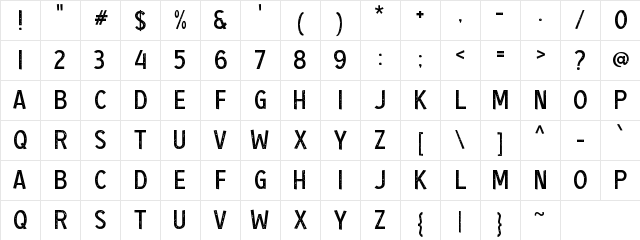 a Ambang Resesi Regular Character Map