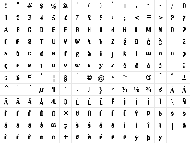 Amelia Regular Character Map Amelia Regular Character Map