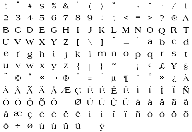 Americana Bold Character Map Americana Bold Character Map