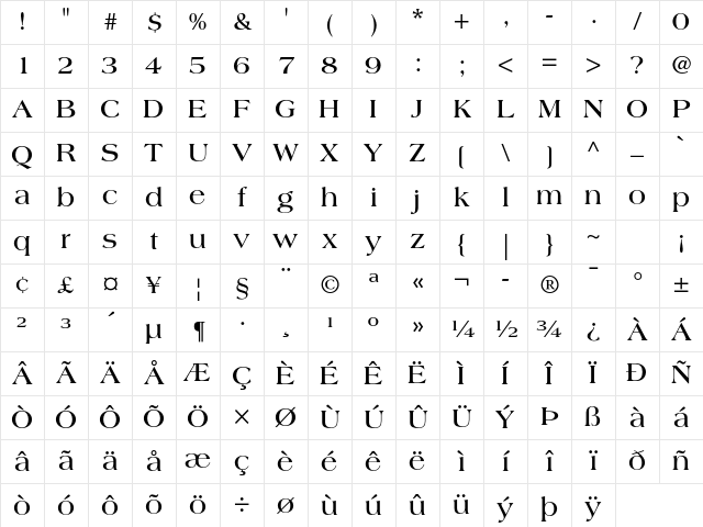 Americana Std Bold Character Map