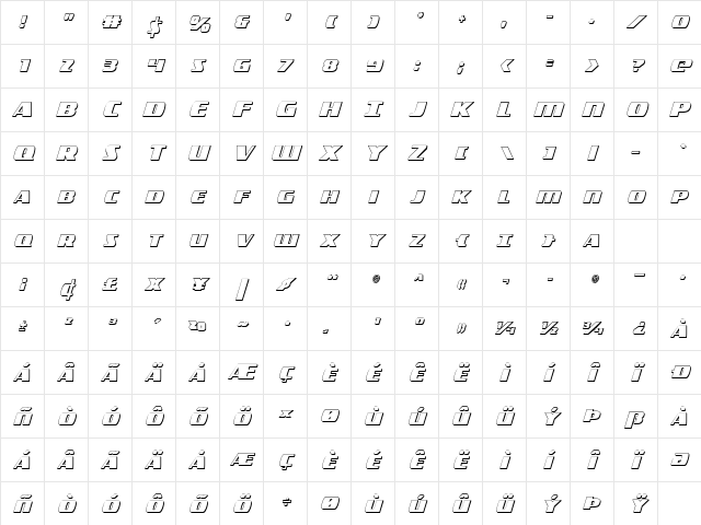 Americorps 3D Condensed Condensed Character Map