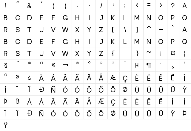 Marzan DEMO Regular Character Map