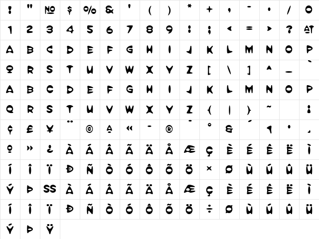 Amorpheus Medium Character Map