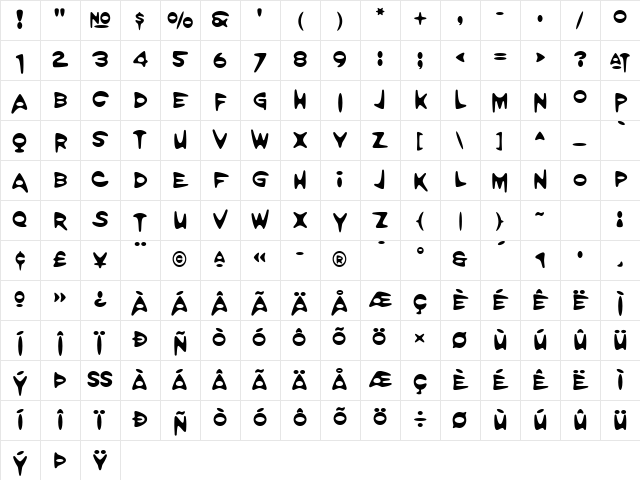 Amorpheus Regular Character Map