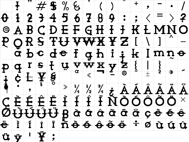 Amorphica Regular Character Map Amorphica Regular Character Map