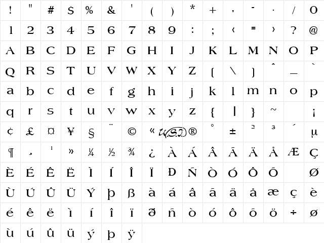 Amphion Bold Character Map Amphion Bold Character Map
