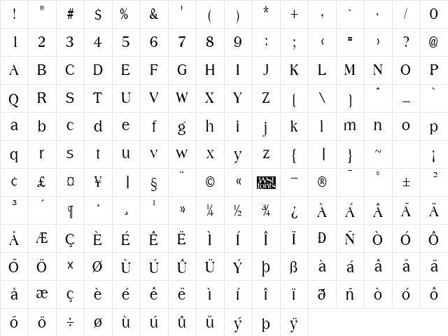 AmphionCondensed Bold Character Map AmphionCondensed Bold Character Map