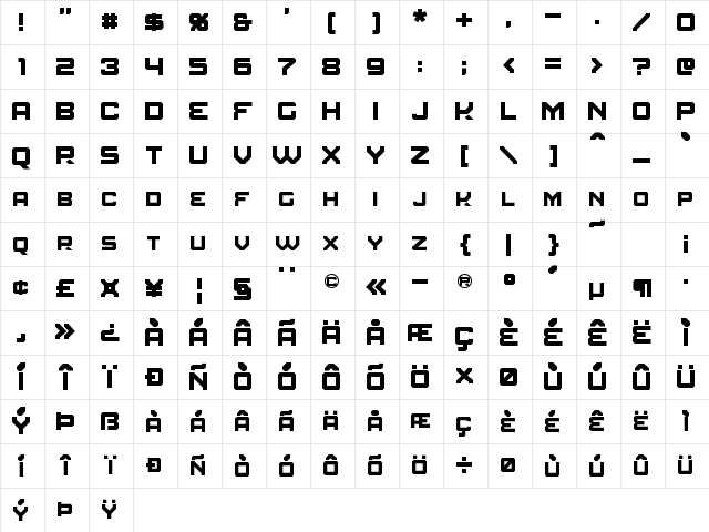 Amuro Regular Character Map