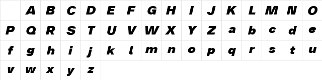 Analogue Reduced 86 Black Oblique Character Map