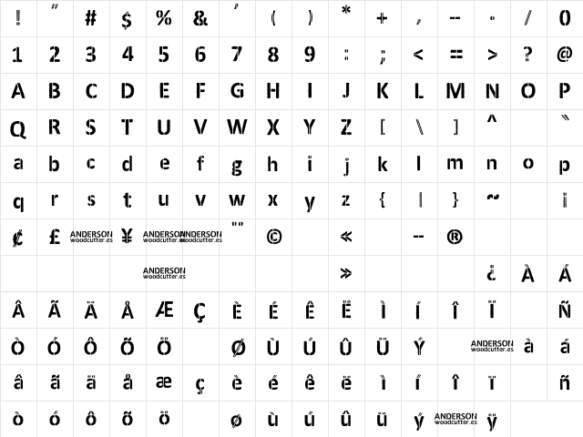 ANDERSON Regular Character Map