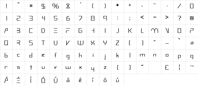 Andromeda Regular Character Map