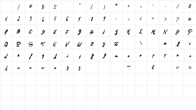 Angeli2 Medium Character Map