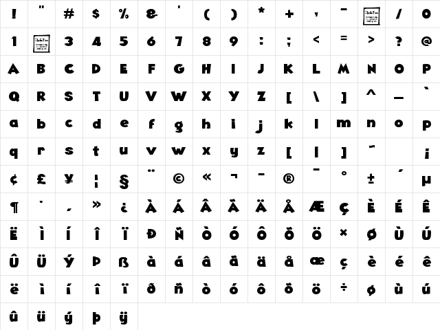 Angella Regular Character Map