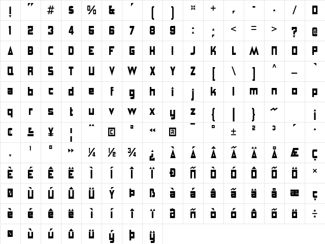 Angerpoise Lampshade Regular Character Map