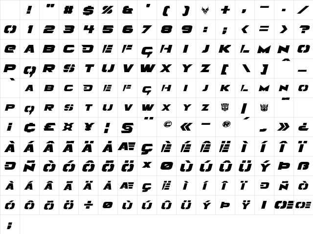 Angolmois Italic Character Map Angolmois Italic Character Map