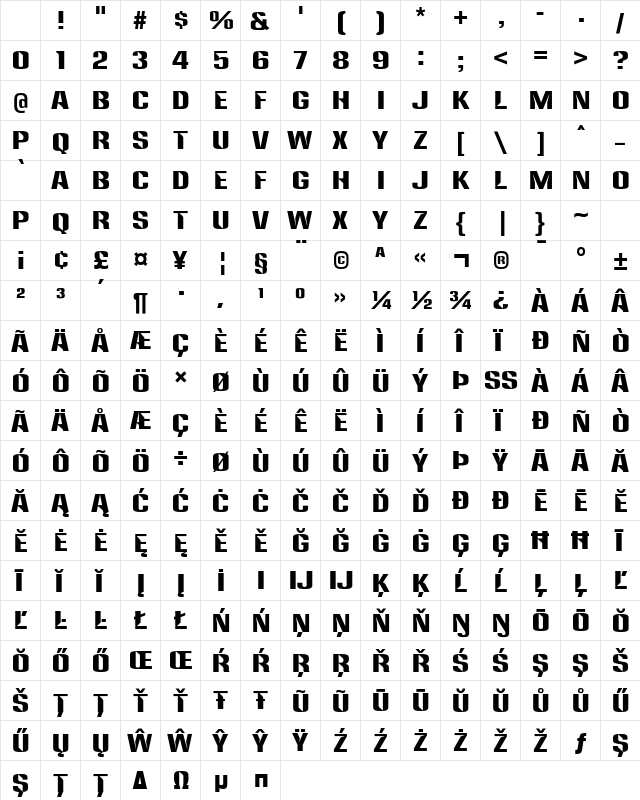 Anklepants Regular Character Map Anklepants Regular Character Map
