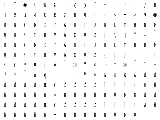 Anna ICG Regular Character Map Anna ICG Regular Character Map