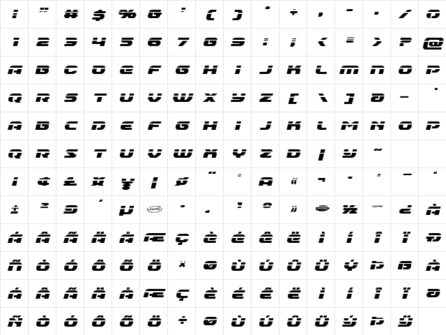 Annapolis Laser Italic Italic Character Map