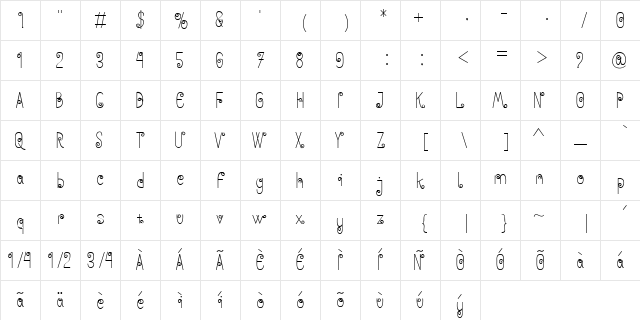 Anohana Typeface Regular Character Map
