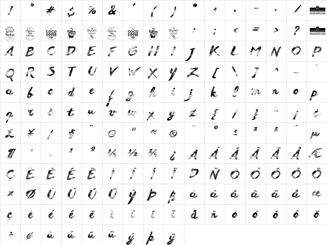 Another Wet Shabby Regular Character Map