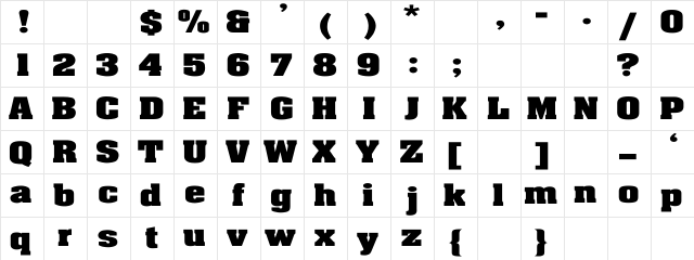 AnteatEXT Regular Character Map