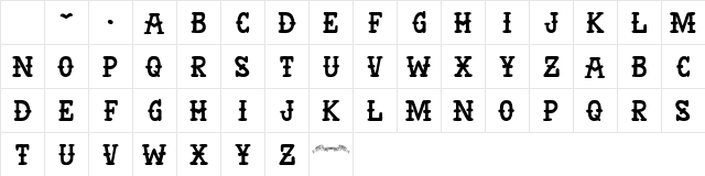AntiHero Regular Character Map AntiHero Regular Character Map